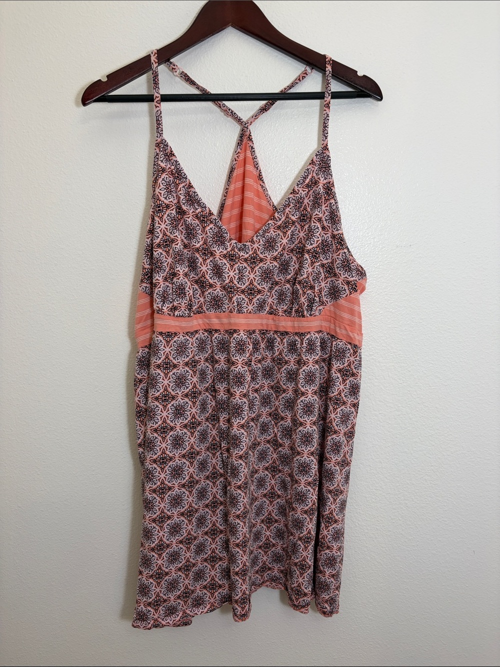 Cacique Pink Floral Stripes Strappy Tank Top